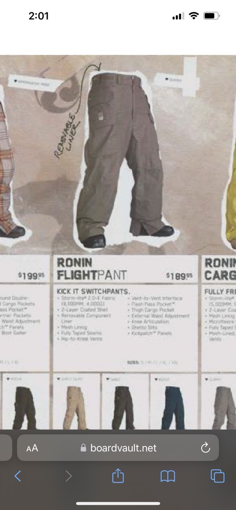 Burton Ronin Flight Pant (Vintage 2005 season) - Ski & Snowboard