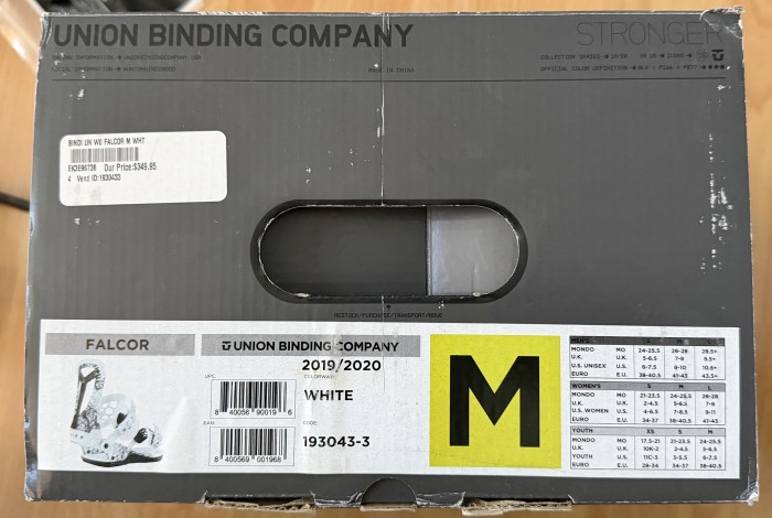 Union Falcor snowboard bindings Mens size Medium - Snowboard